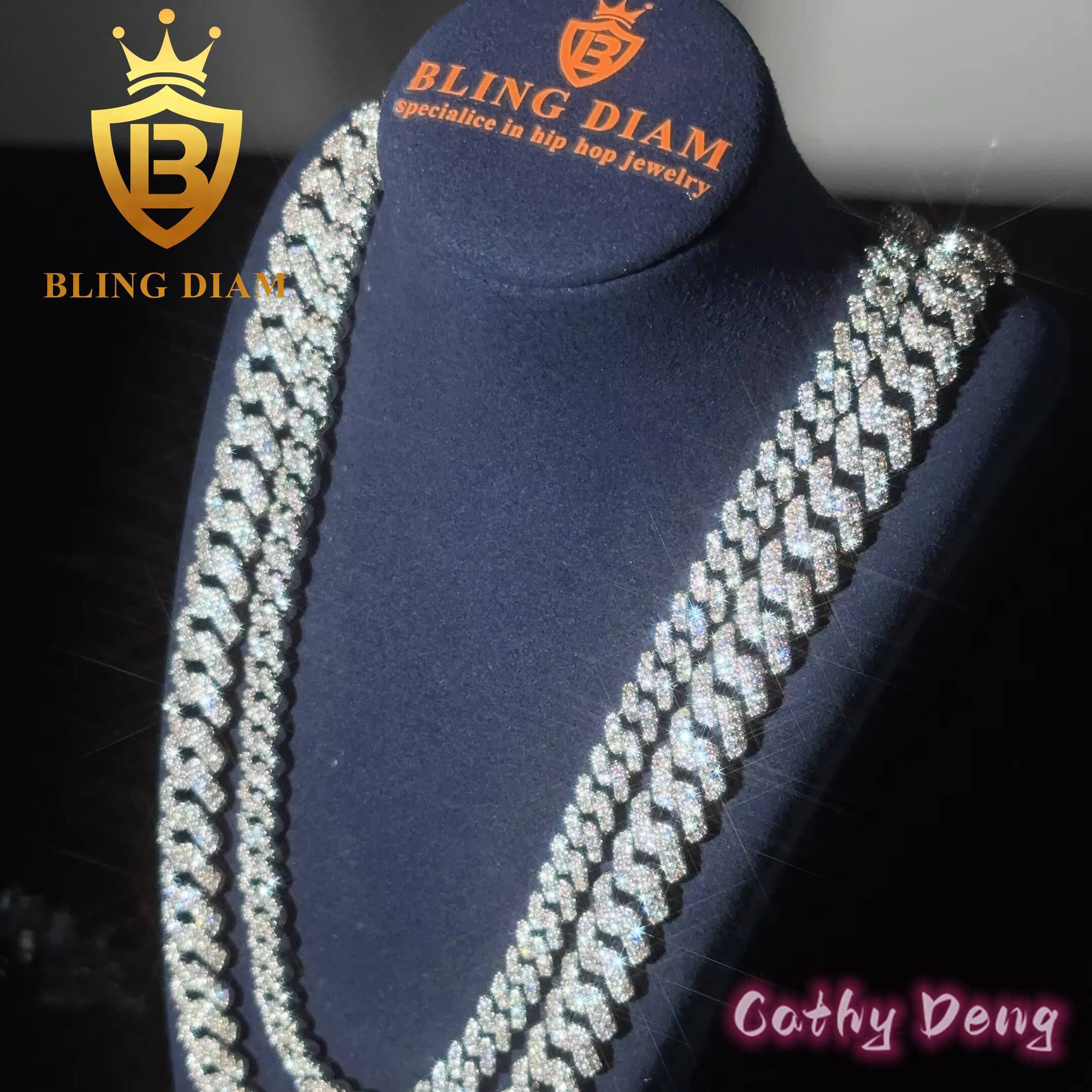 925 Sterling Silver 6mm 8mm 10mm Cuban Link Chain Hip Hop Chain Moissanite Diamond Cuban Link Necklace