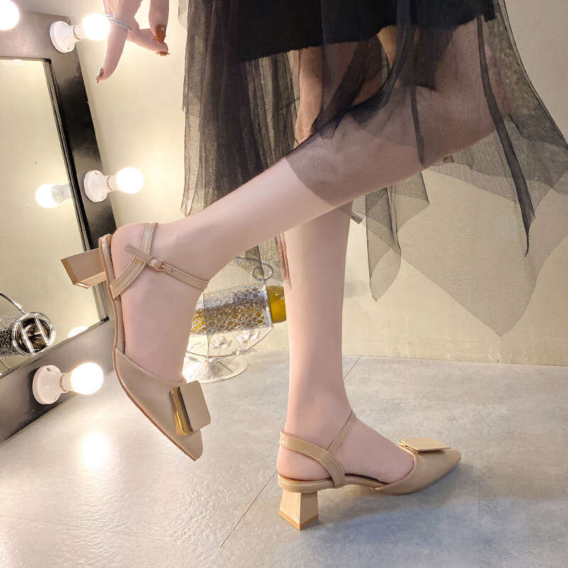 Summer Peep Toe Square Buckle Shallow Mouth Stiletto Sexy Professional High Heels Women 2023 Spring New Single Shoes