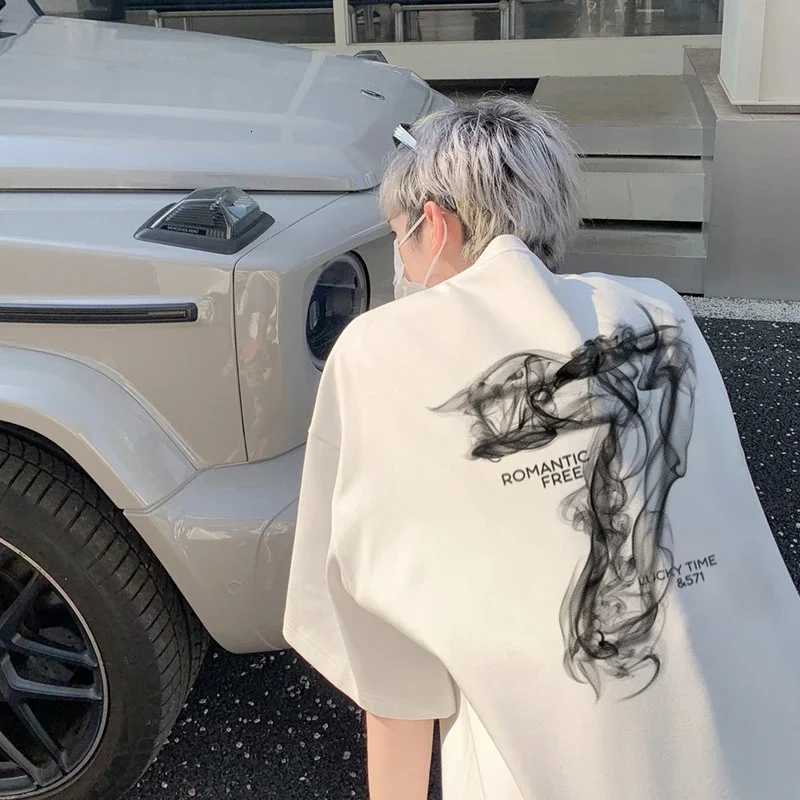 2025 Summer Goth Seven Printed Short Sleeve Tshirt Mens Hip Hop Fashion Cotton Oversized T-shirts High Street Y2K Tee Tops Y250819