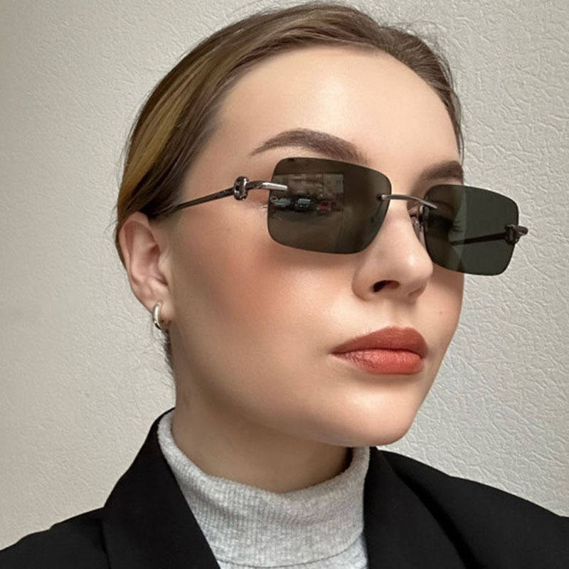 2025 New Arrival Frameless Square Sunglasses for Women Minimalist Influencer Inspired Premium Eye wear for Effortless Everyday Style