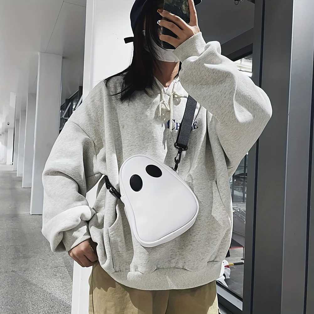 1pc Adorable Halloween Pumpkin Wallet Skull Crossbody Bag with Shoulder Strap - Trick or Treat Design in White hand bags Y250819