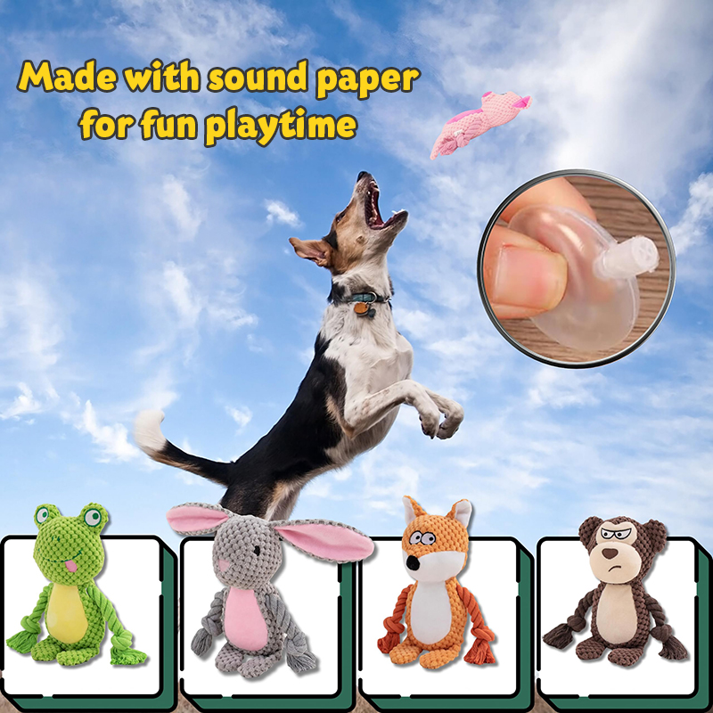 Squeaky Dog Chew Toys Stuffed Animal Sound Pet Plush Toy for Puppy Teeth Clean Interactive Funny Indestructable Dog Toys