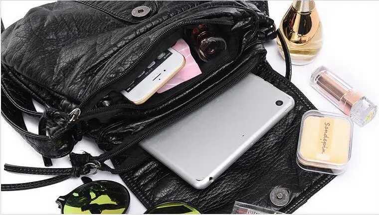 black Women Messenger Bags Crossbody Soft PU Leather Shoulder Bag High Quality Fashion Women Bags Designer Handbags Y250819