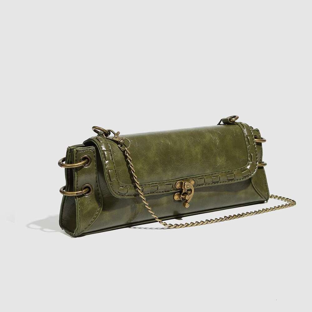 Fashion Trend Single Lock Buckle Antique Bronze Designer Gold Crossbody Shoulder Clutch Underarm Bags Chain Women's Bag