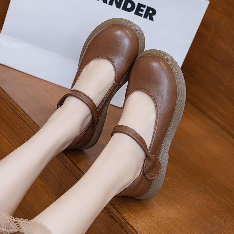 Genuine Soft Sole Mom with Dress Breathable Single Comfortable Versatile Middle-aged and Elderly Women's Leather Shoes 2025 Summer Autumn New Sty