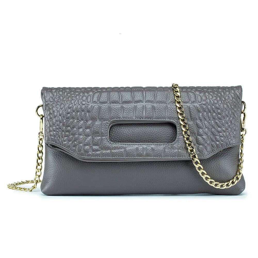 Alligator Pattern Ladies Genuine Leather Clutch Bag Crocodile Cowhide Handbag Women Chain Shoulder or Crossbody Bags