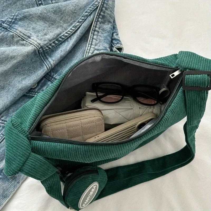 Combination bag corduroy womens shoulder bag adjustable shoulder strap large capacity suitable for commuting and shopping Y250819