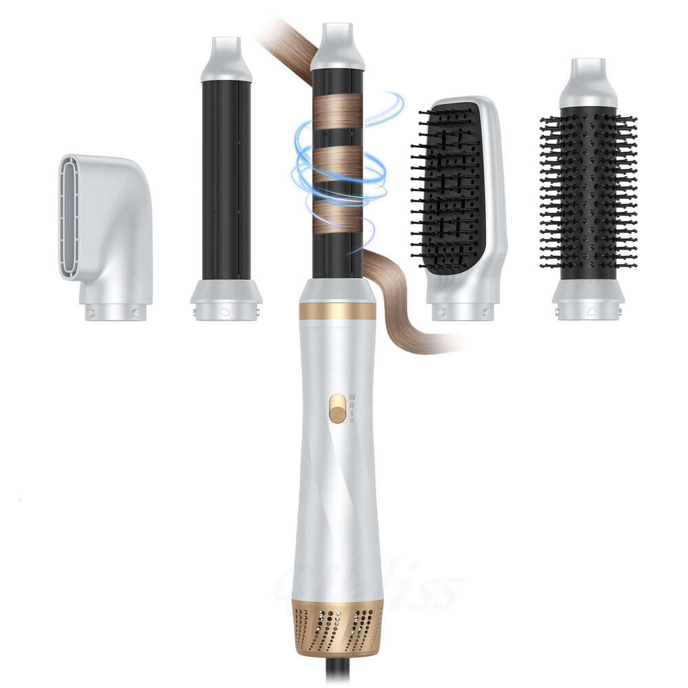 Hot Air Multi-Functional Curling Straightening Dual-Use Brush For Straight And Curly 5-In-1 Hair Dryer