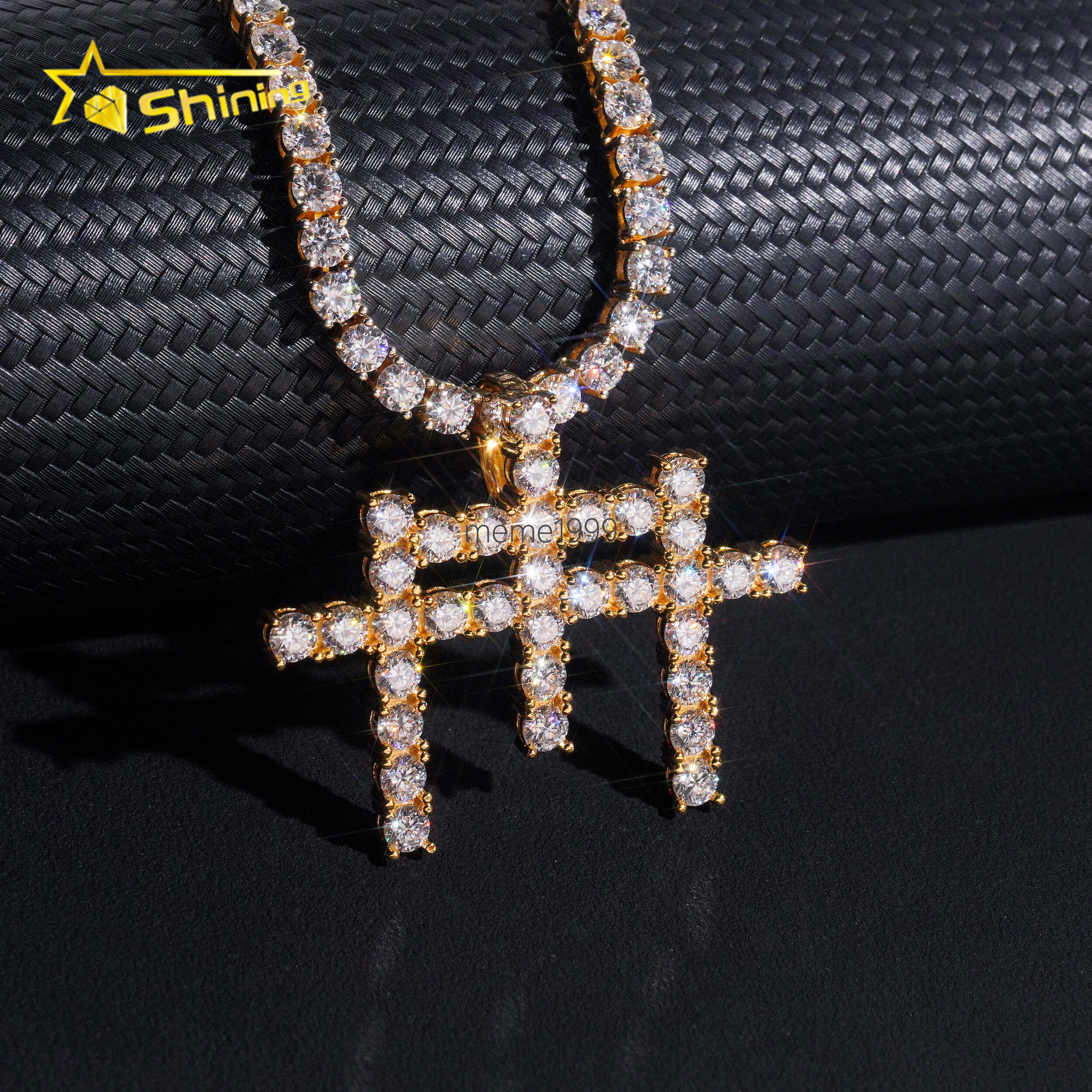 GRA Certificated Three Cross Style Moissanite Pendant Fine Jewelry Charms 925 Silver Gold Plated Men Women Hip Hop Pendant