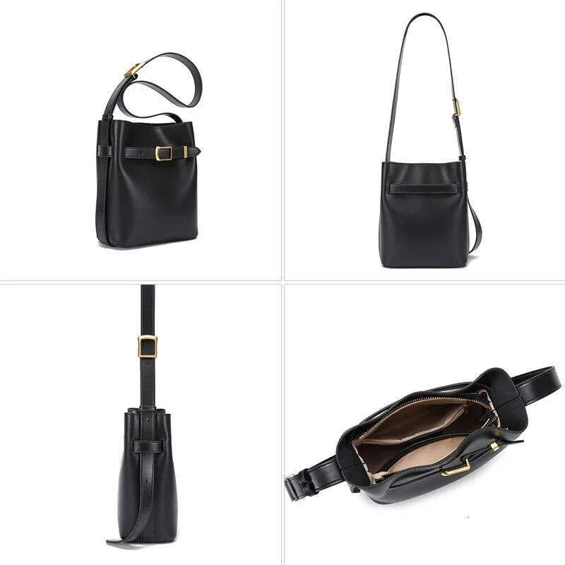 Women S Vintage Messenger High Quality Simple Handbag Genuine Leather Bucket Lady Shoulder Bag Female Crossbody Bags