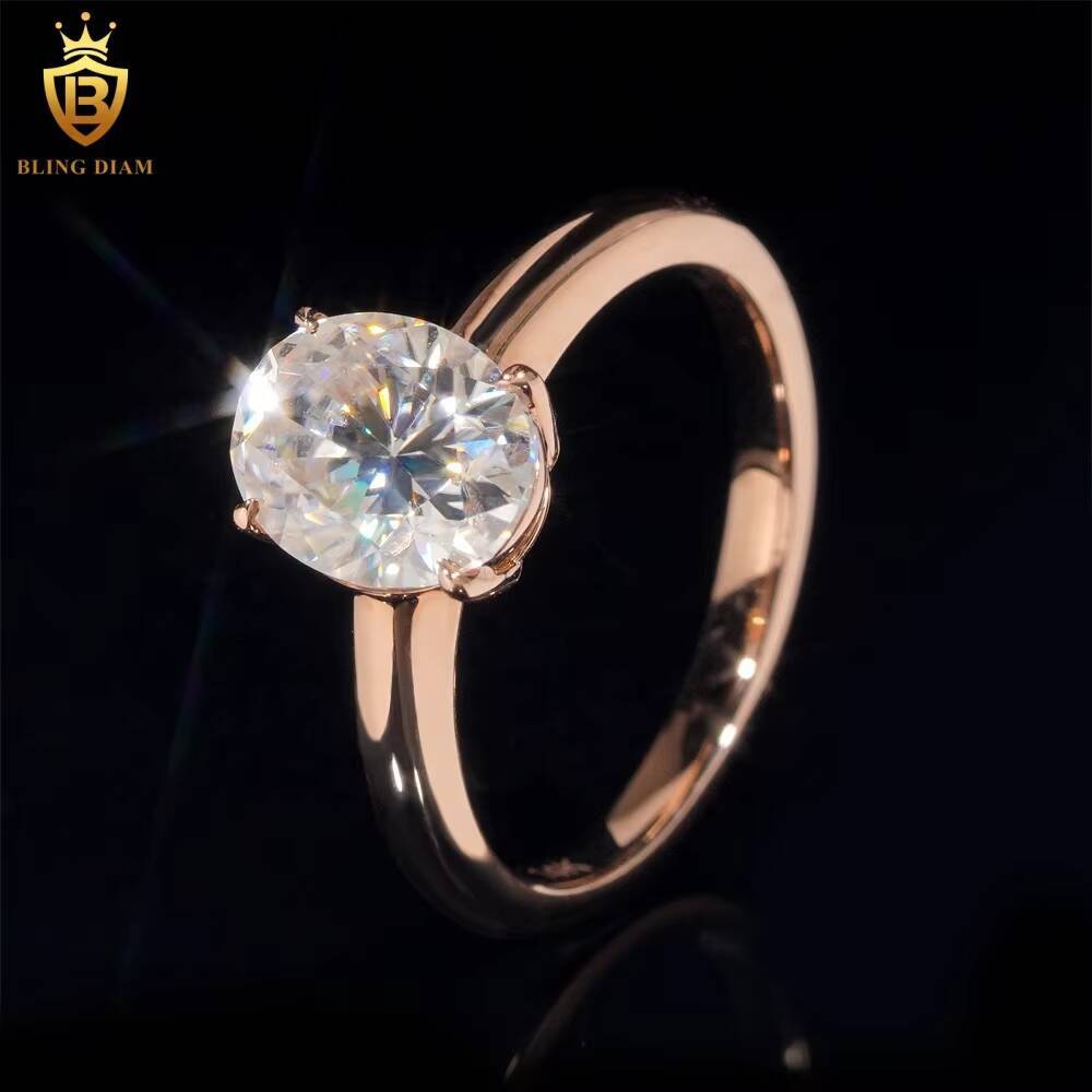 GRA Certificated Pass Diamond Tester VVS Moissanite Diamond Luxury 14K Rose Gold Engagement Wedding Ring