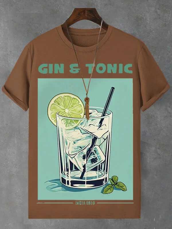 Mens Gin And Tonic 3D Printed T-shirt Summer Vacation Casual Party Quick Drying Short Sleeve Top Daily Plus Size Men Tee Shirts Y250819