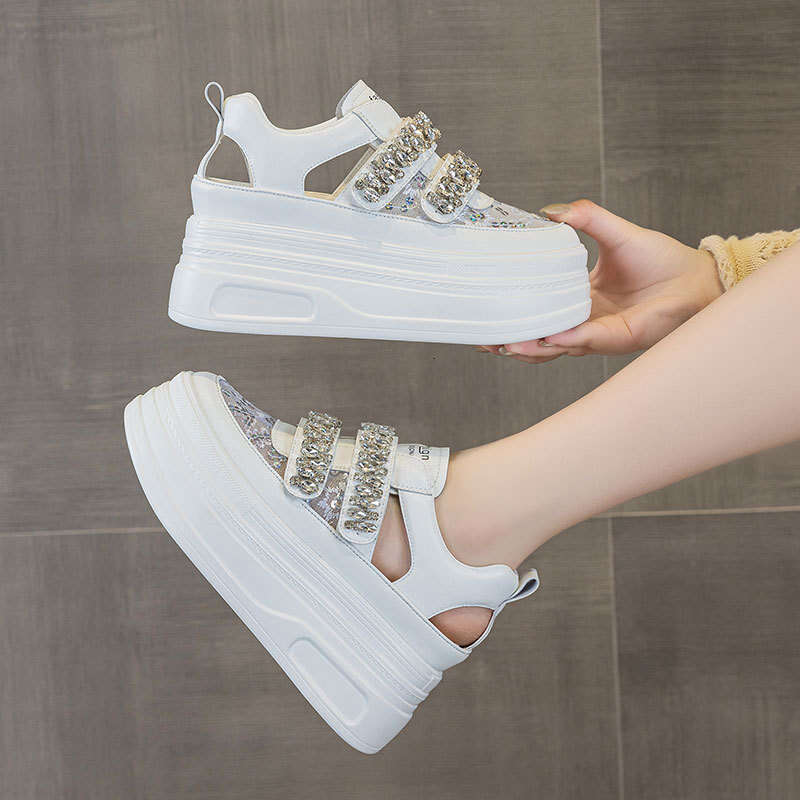 2025 New Summer Full Diamond Dad Shoes for Women, Platform Shoes, Thick Sole, Small Size, Invisible Height Increase of 8.5cm, Trendy