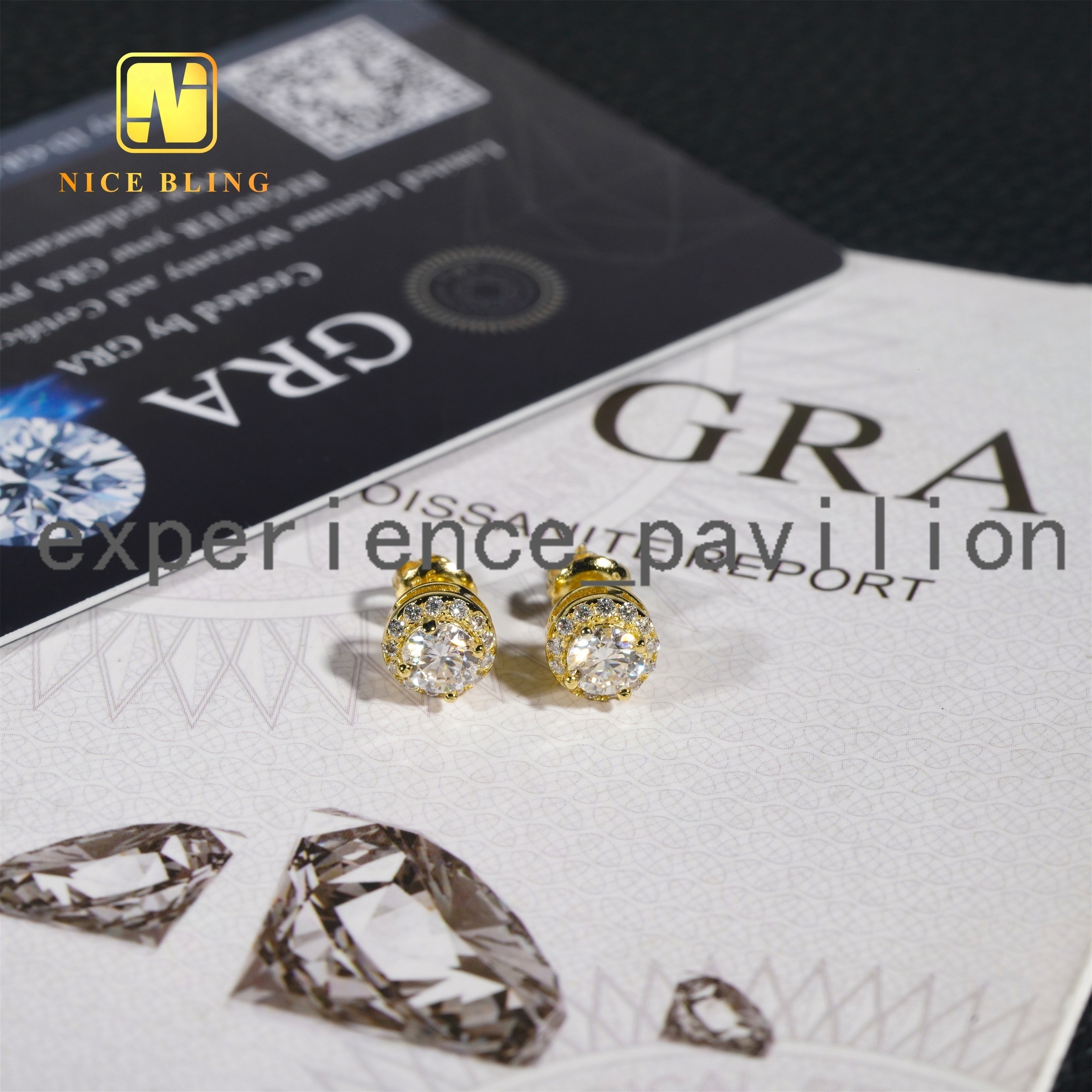 Hot Selling Hip Hop Earrings 5mm Main Moissanite Diamond Ear Studs Blue Green Red pink Lab Diamond Silver Earrings for Men Women