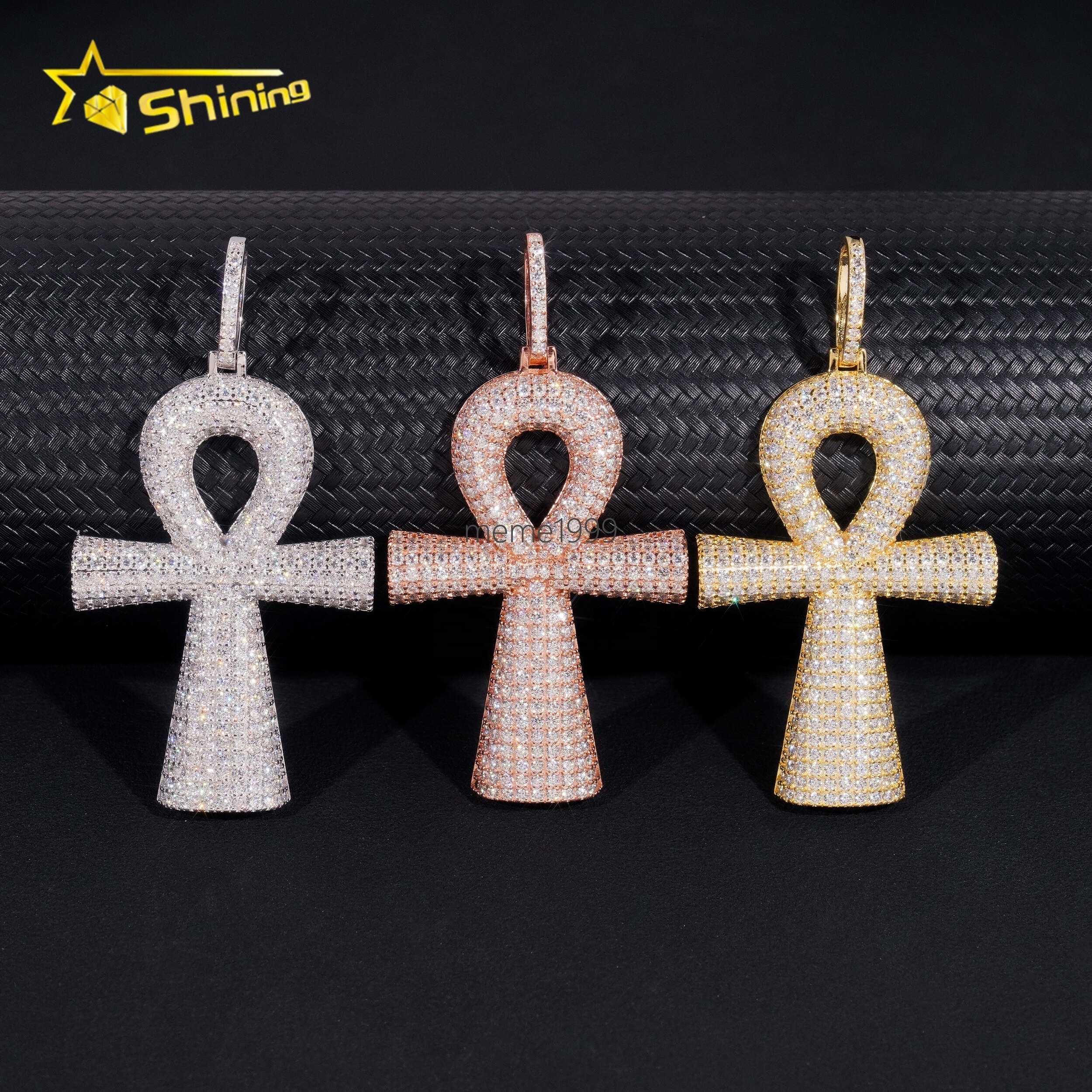 Hip Hop Jewelry 925 Sterling Silver Men Pendant Diamond Moissanite Iced Out Cross Pendant