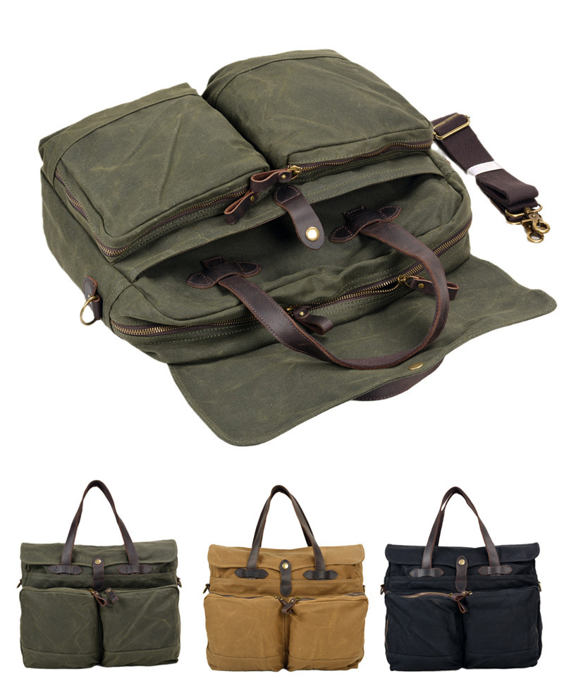 Tailor o American Vintage Mens Business Briefcase S ize 40*30*10cm Heavy Duty Oil Waxed Canvas Tote 15 Computer Bag