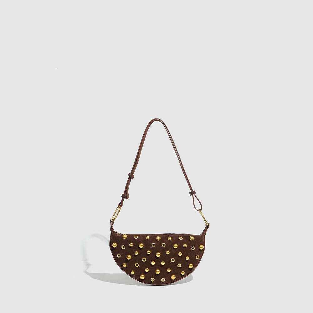 Rivet Eyelet Heavy Craft Polka Dot Bags Crossbody Punk Designer Style Shoulder Metallic Women's Bag