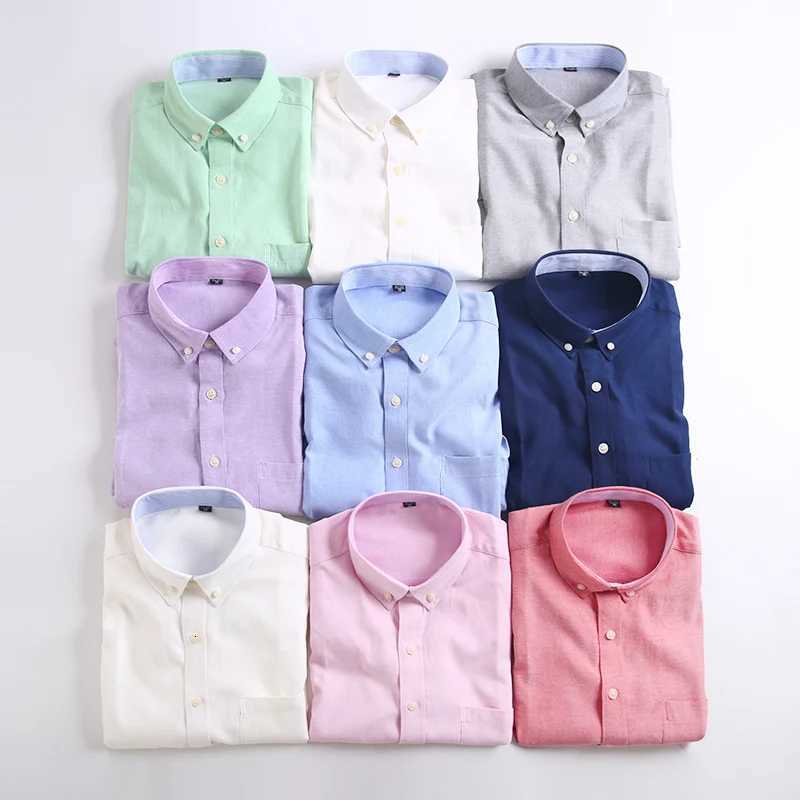 Summer new mens short sleeve business casual social non-ironing solid color all match Oxford woven shirt breathable slim Y250819