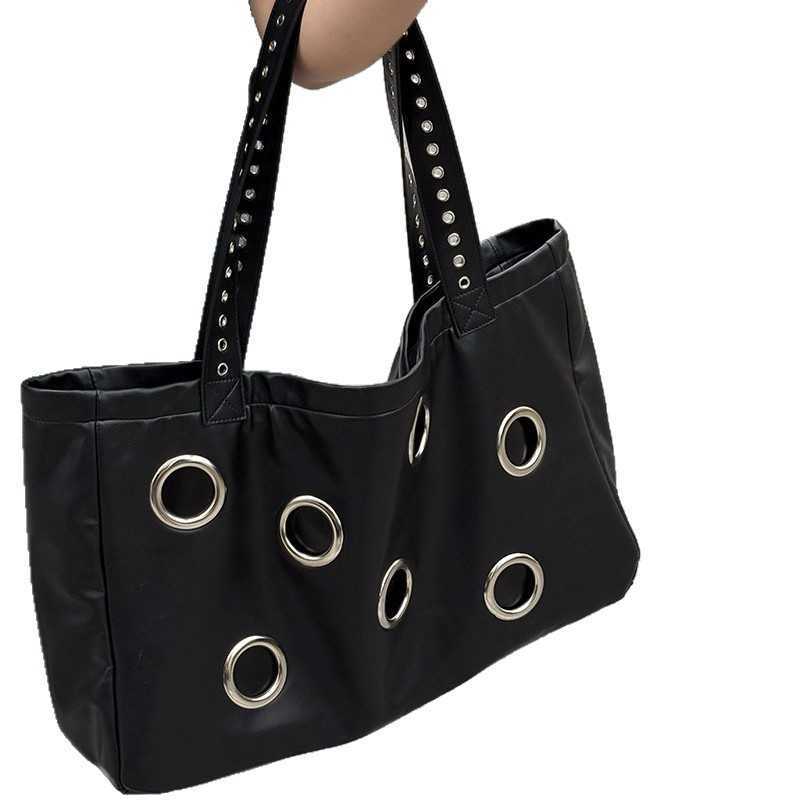 Fashion Rivet Handbag Saddle Bag Summer New Versatile Casual High-End Large Capacity Shoulder Handbag