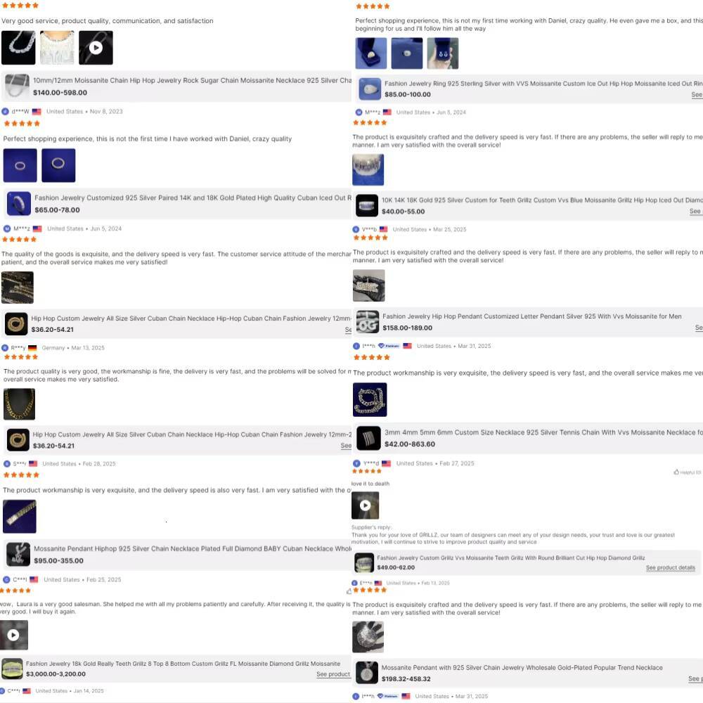 Mosaic Vvs Moissanite Diamond 925 Silver Grillz Custom Teeth Grillz