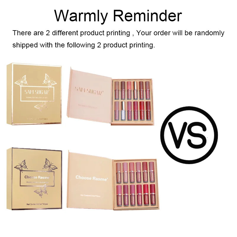 SAM SUGAR 12 Color Book Lip Gloss Set Matte Velvet Waterproof Non stick Cup Lipstick Makeup 250809