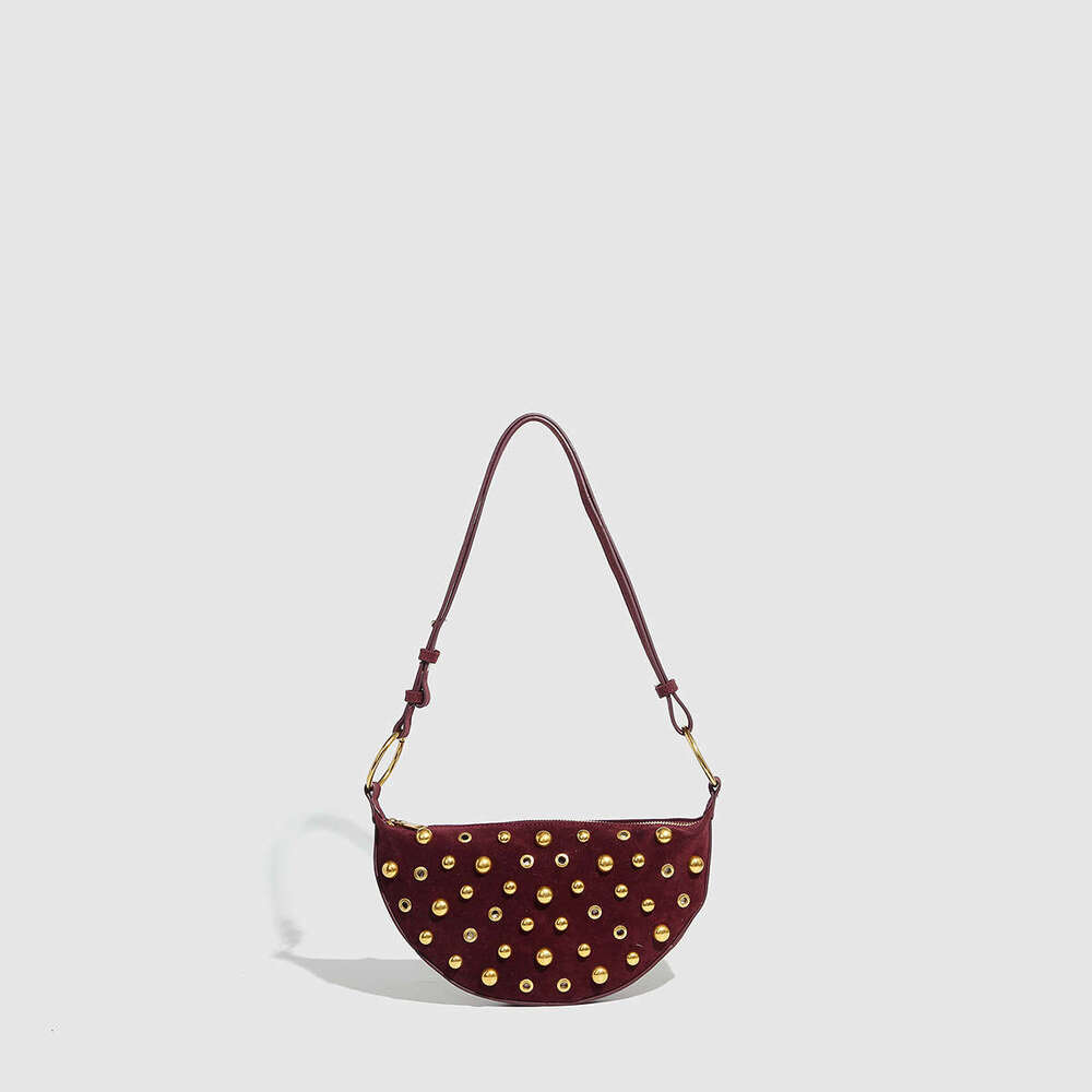Eyelet Rivet Heavy Craft Polka Dot Bags Crossbody Punk Designer Style Shoulder Metallic Women's Bag
