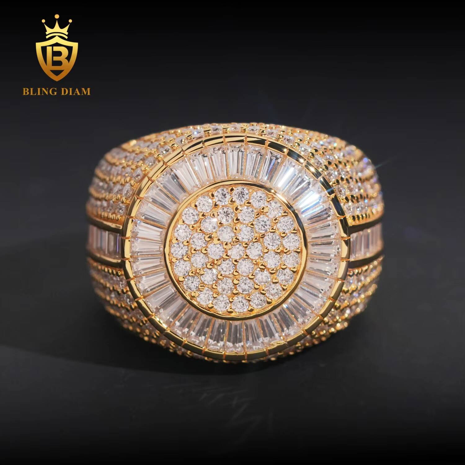 Hip Hop Jewelry S925 Sterling Silver Rose Gold Plated Ice Out Vvs Moissanite Pass Diamond Tester Round Rings Trendy for Men