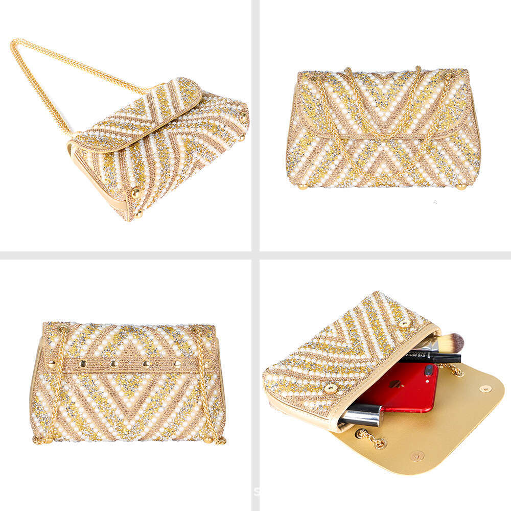 Diamond-Studded Banquet Bags Pearl Cheongsam Underarm Evening Women's Designer Handbag Single Shoulder Crossbody Handheld Bag