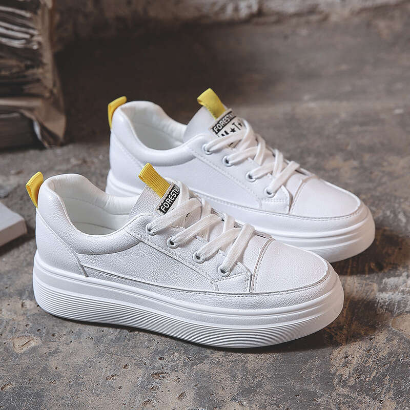 2023 Spring New Trendy Comfortable Fabric White with Hidden Wedge 4m Platform Thick Sole Casual Shoes