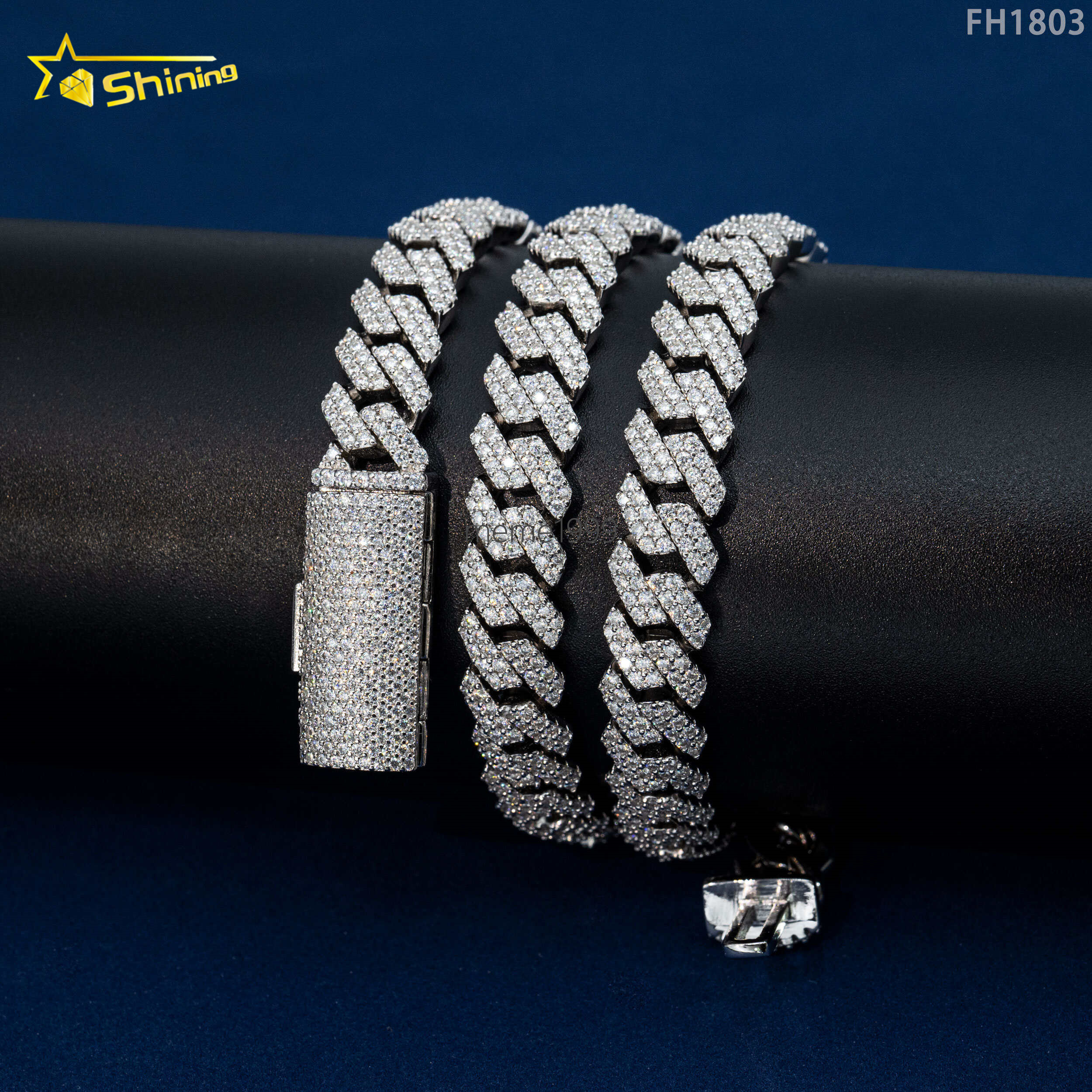 Wholesale Price Hip Hop Jewelry Cuban Chain Necklace for Men 925 Sterling Silver Micro Pave moissaniteia Diamond moissanite Cuban Link Chain