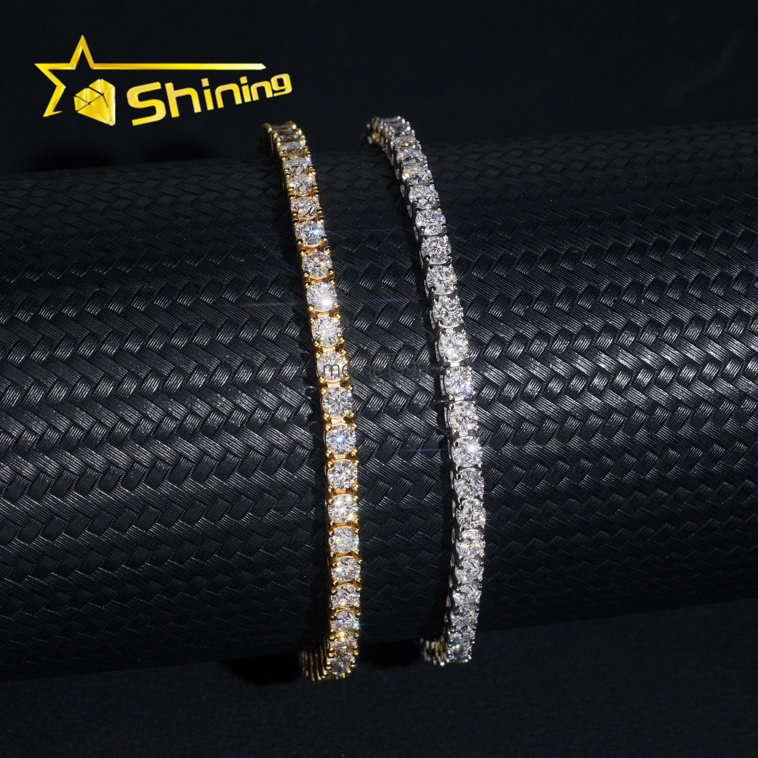 USA Warehouse Local Stock 3mm Tennis Bracelet 925 Solid Silver Hip Hop Iced Out GRA Moissanite Diamond Sparkling Tennis Bracelet