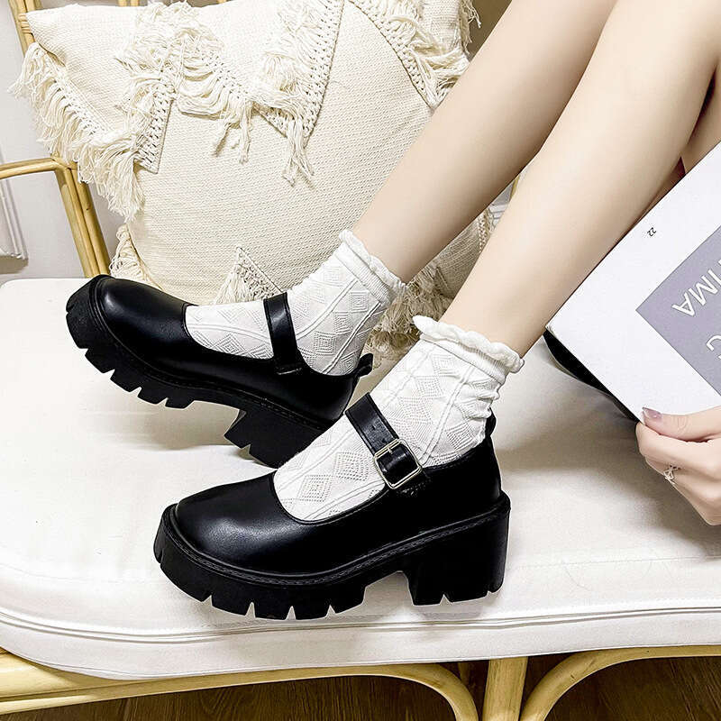 2023 New Women's Thick-Soled Mary Jane Fashionable Versatile Thin Leather Shoes for All Seasons