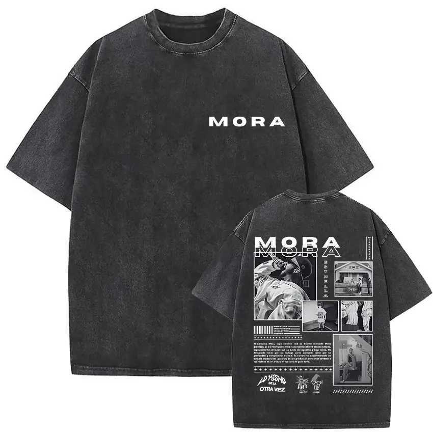 Rapper Mora Lo Mismo De La Otra Vez Tour 2025 Vintage Washed T Shirts Men Women Summer 100% Cotton Short Sleeve T-shirt New Tops Y250819