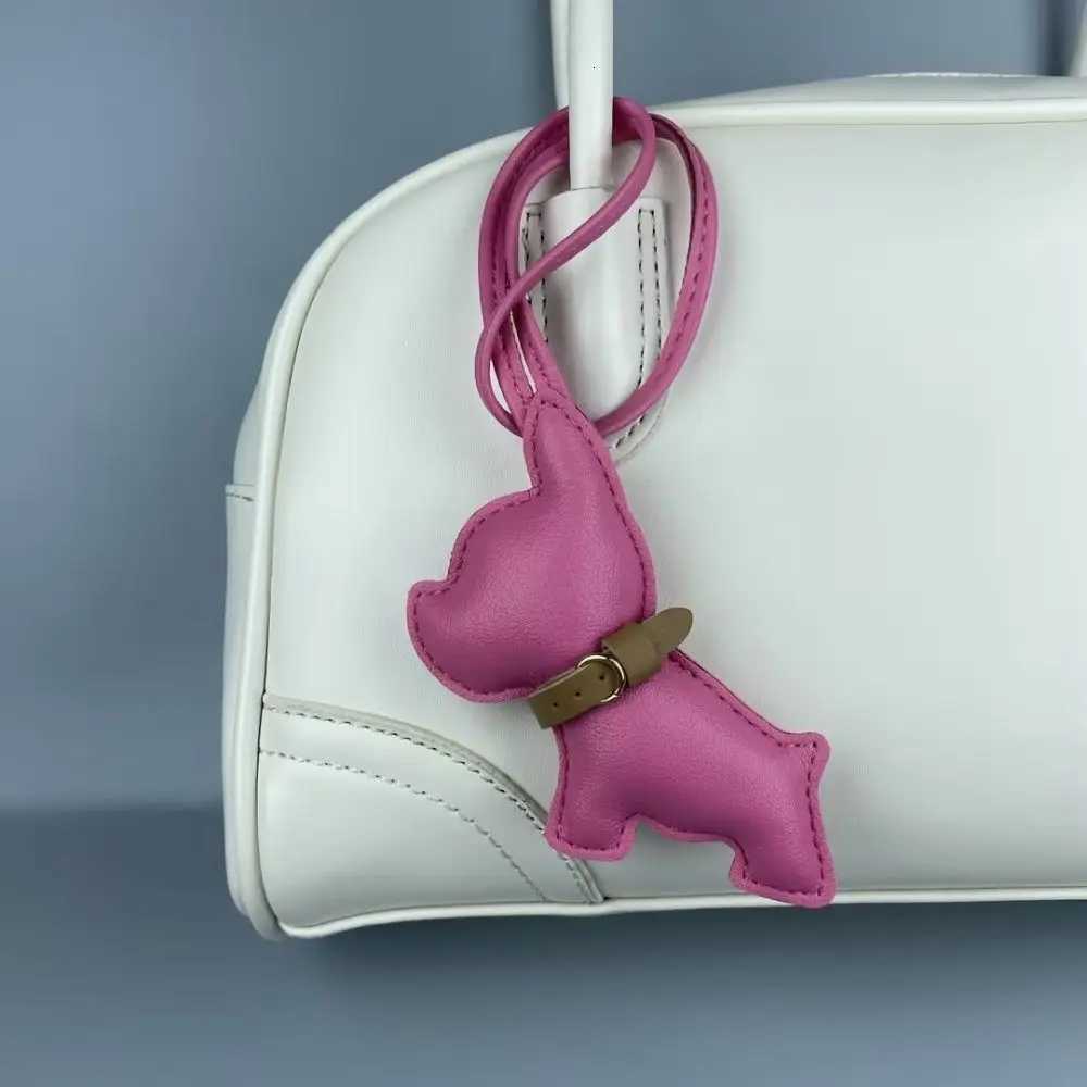 Mini PU Leather Bulldog Bag Charm - Leather-Look Str Pendant for PursesXJ250820
