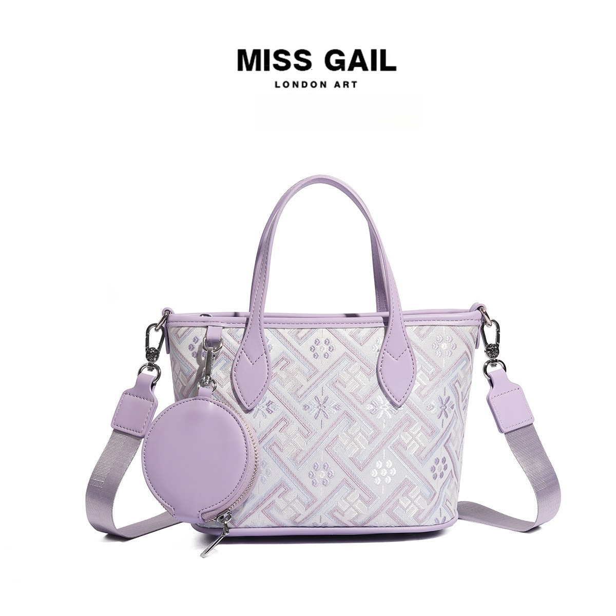 Free Shipping Designer New Ethnic Style Tote Brocade Bag High-end Women's Versatile Hand-held Crossbody Bag Round Small Hanging Bag Key Bag