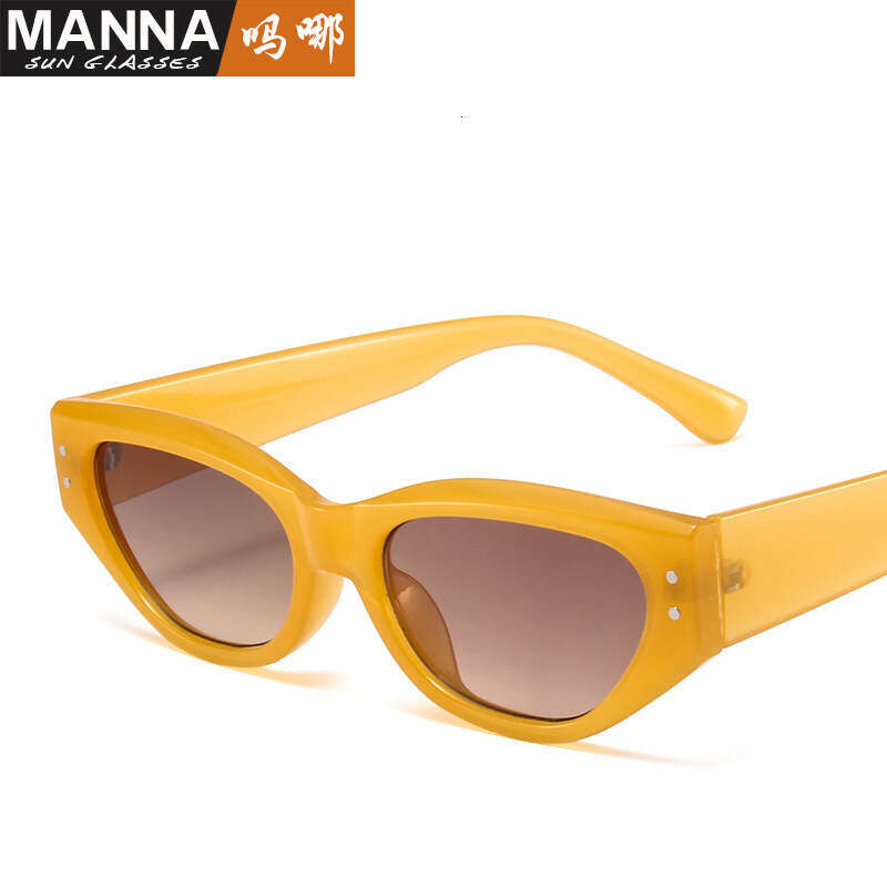 2025 Trendy New Cat Eye Small Frame Sunglasses Ins Jelly Designer Color Simple Rivet Glasses