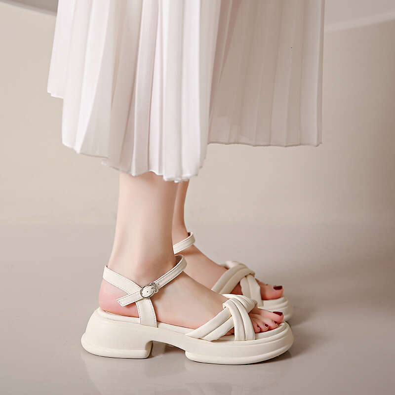 Women's Sandals Summer 2023 New Style Platform Thick Sole Casual Sports Roman Beach One Strap Matching Dress Shoes