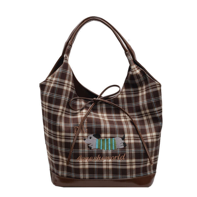 Trendy Bags Fashion Color-Block Plaid Tote for Women 2025 New Commuting Designer Shoulder Large Capacity Women's Bag 's