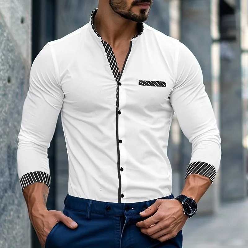 Mens Shirts (13 Colors) Lapel Long Sleeve Shirts Business Office Wear Breathable and Comfortable Fabric XS-6XL Y250819
