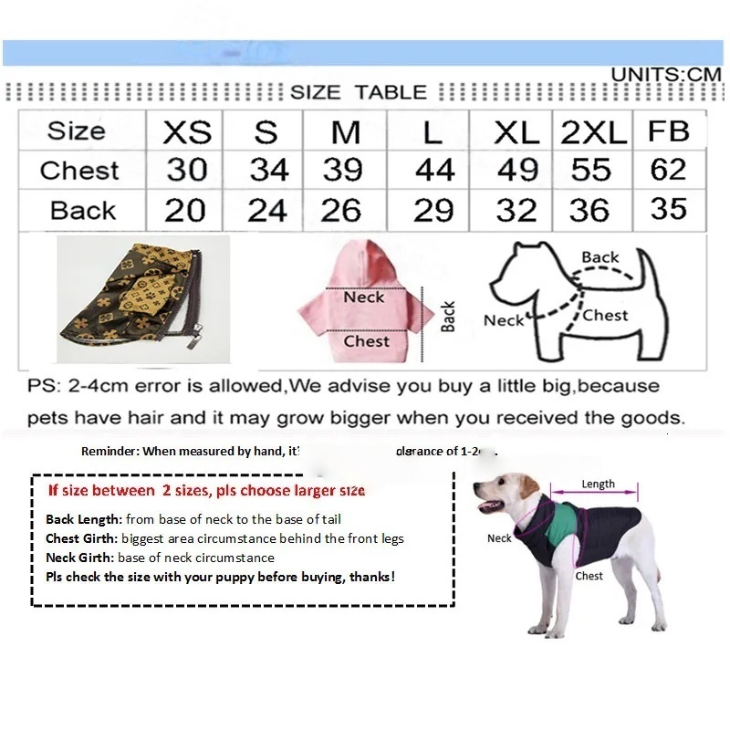 Designer Clothes Brand Apparel Classic Printing Patterns Coats French Bulldog, Autumn Winter Dog Jacket, Warm Pet Hoodie for Small Dogs Brown fbd