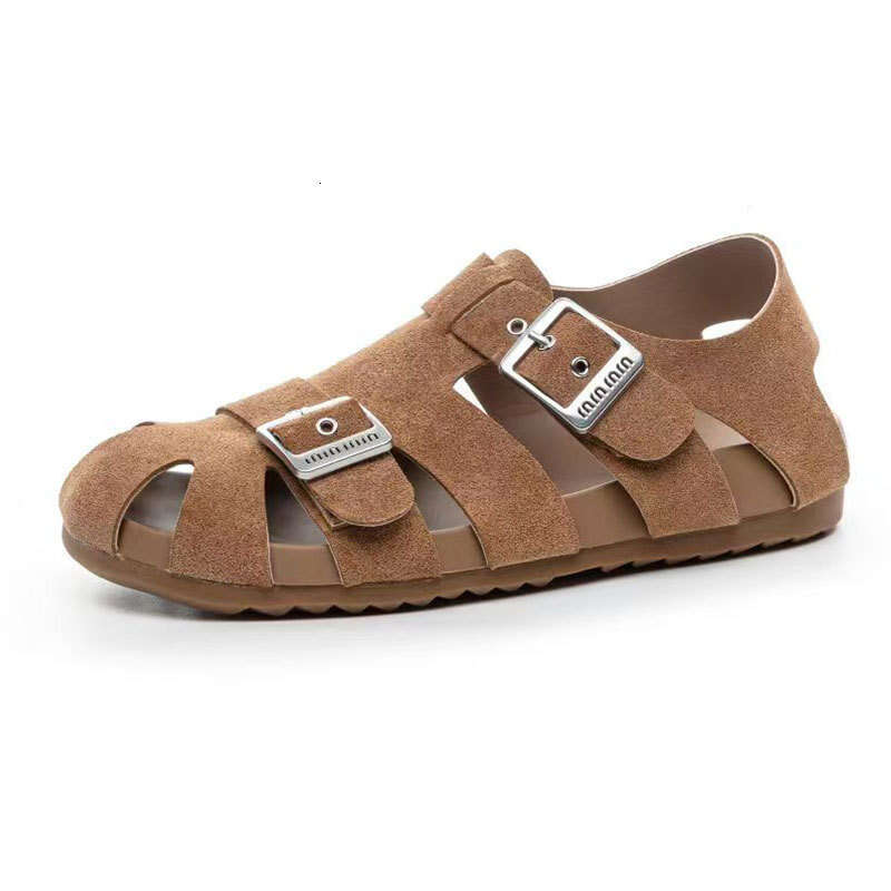 2025 Summer Genuine Leather Breathable Soft Sole Fashion Octopus Cage Shoes Women Versatile Casual Closed-Toe Roman Sandals