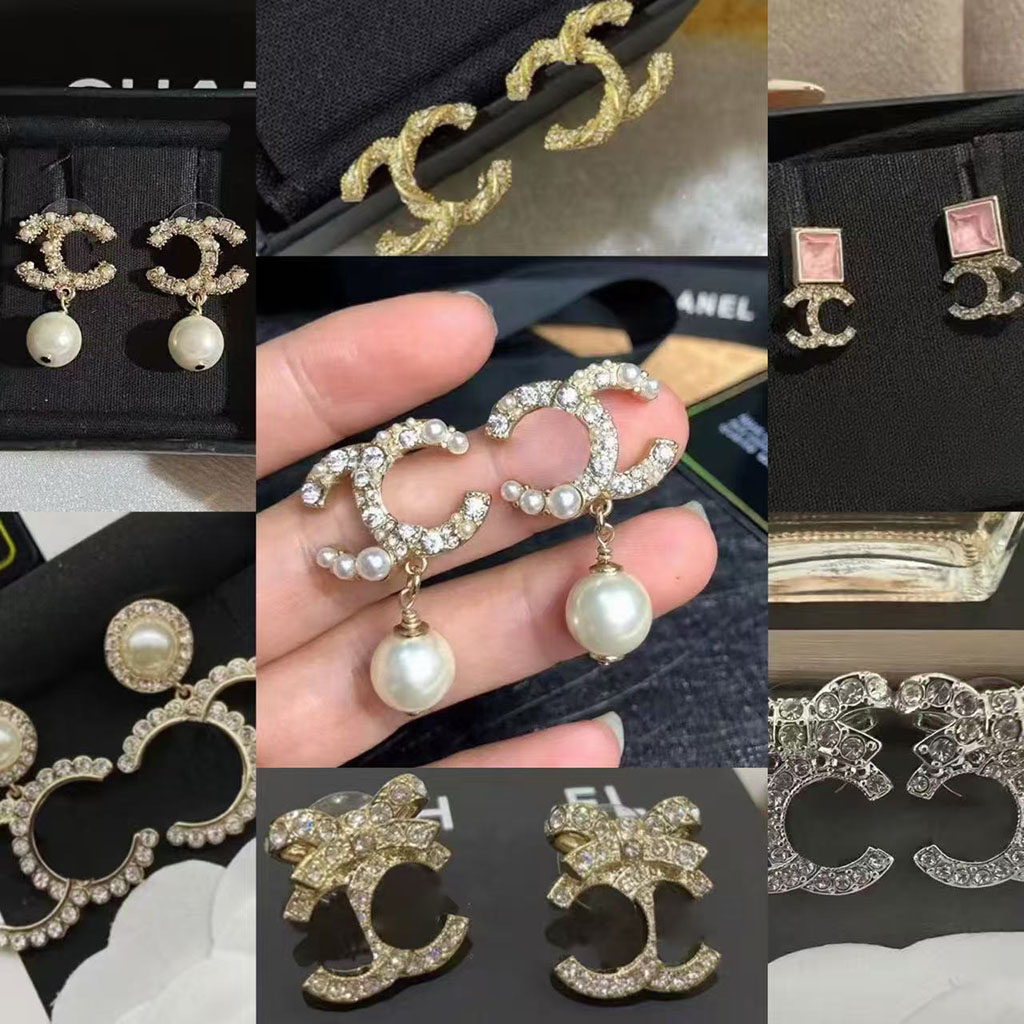 designer earrings earrings designer earrings for woman luxury Designer Letter studs geometric famous women's round diamond crystal pearl earrings Fashion Jewelry