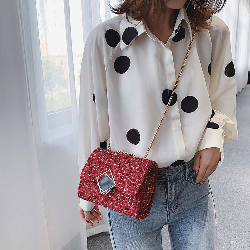 Woolen INS Women's New Trend Popular Korean Fashion Designer Bags Chain Shoulder Crossbody Bag