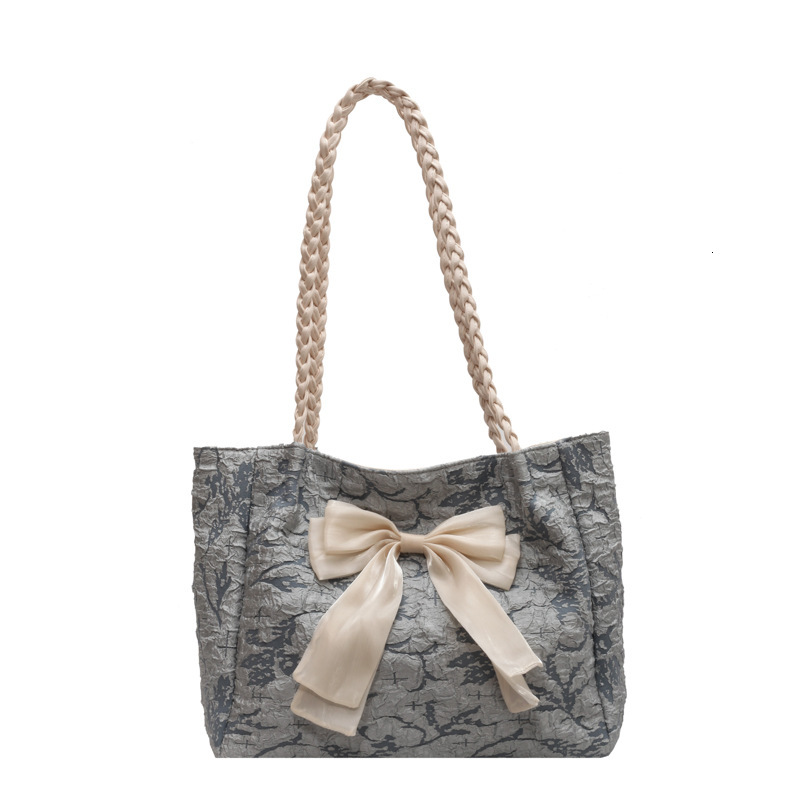 2025 autumn women's bag niche design knitted bow color blocked shoulder bag casual travel handbag handbag women's bag women's crossbody