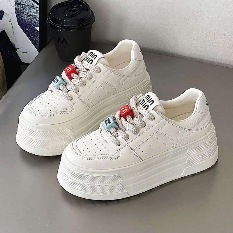 Genuine Leather Foam Dad for Women Spring New Thick Sole Comfortable Casual Versatile Sneakers