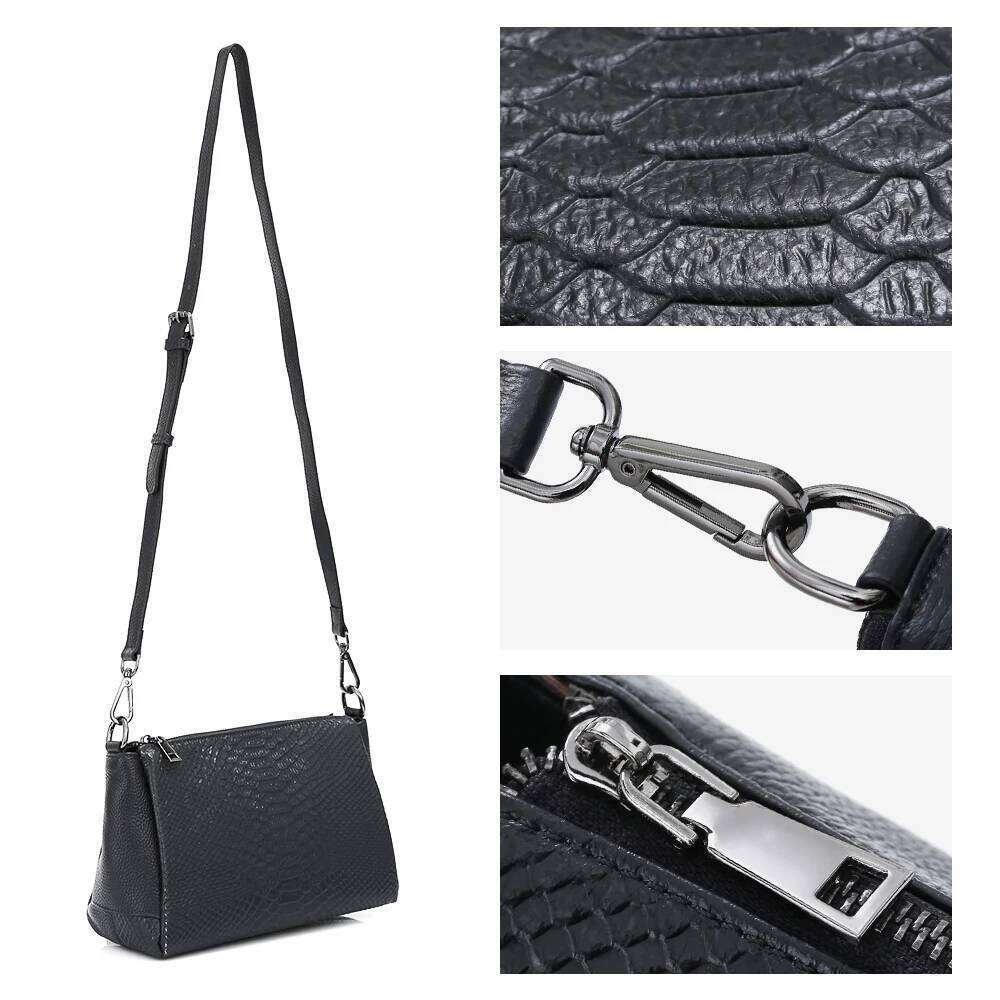 Zency Genuine Leather Women's Shoulder Casual Simple Crossbody Handbag Alligator Small Vintage Top-handle Bags Shell Bag