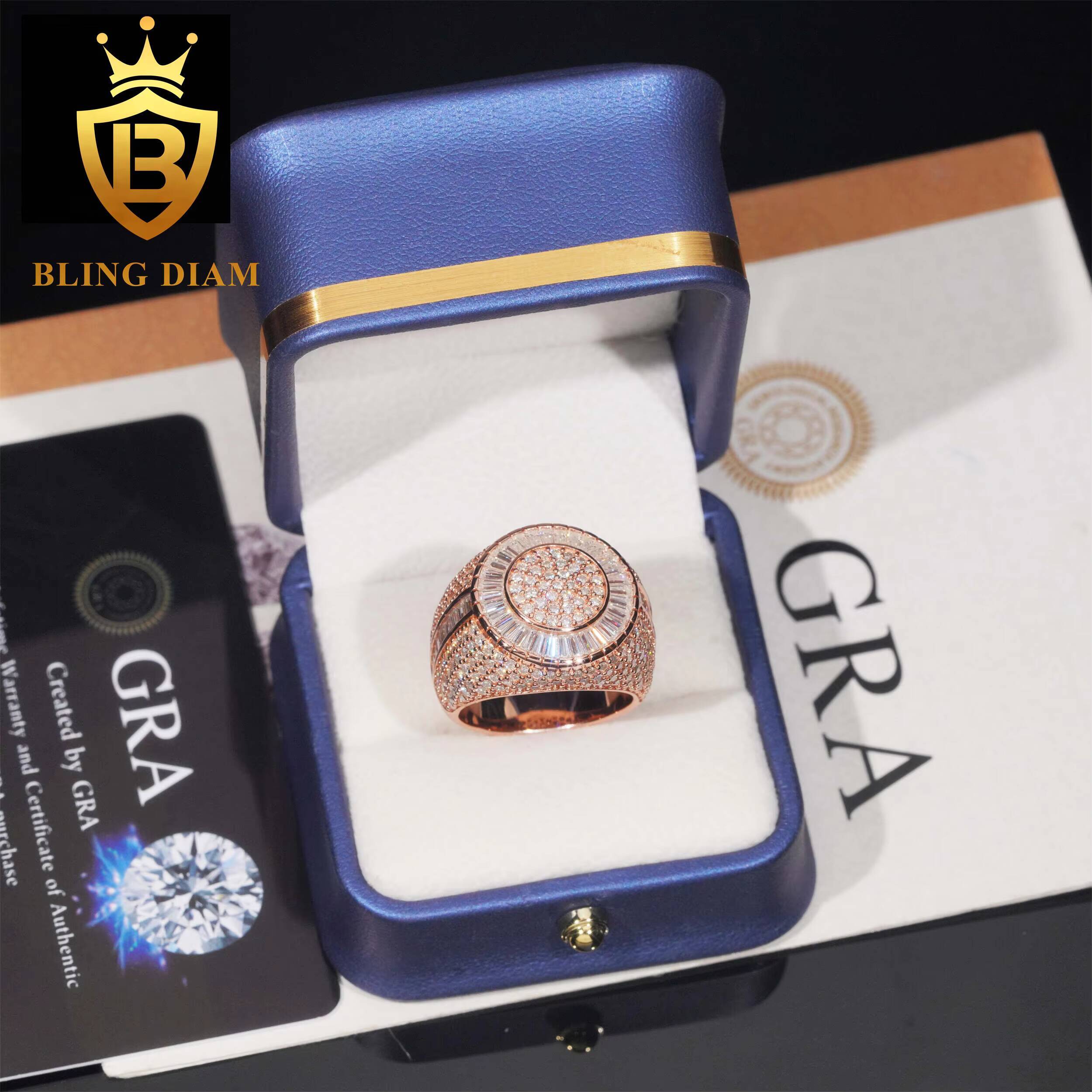 Wholesale Price 925 Sterling Silver Iced Out Luxury Custom Vvs Moissanite Hip Hop Ring