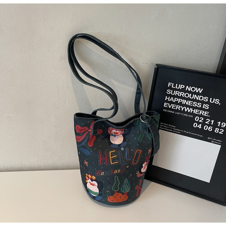 Autumn New Women s Shoulder Bag Minimalist Art Women s Bucket Bag New Cute Cartoon New Women s Crossbody Bag Printed Casual Personality Autumn New Des