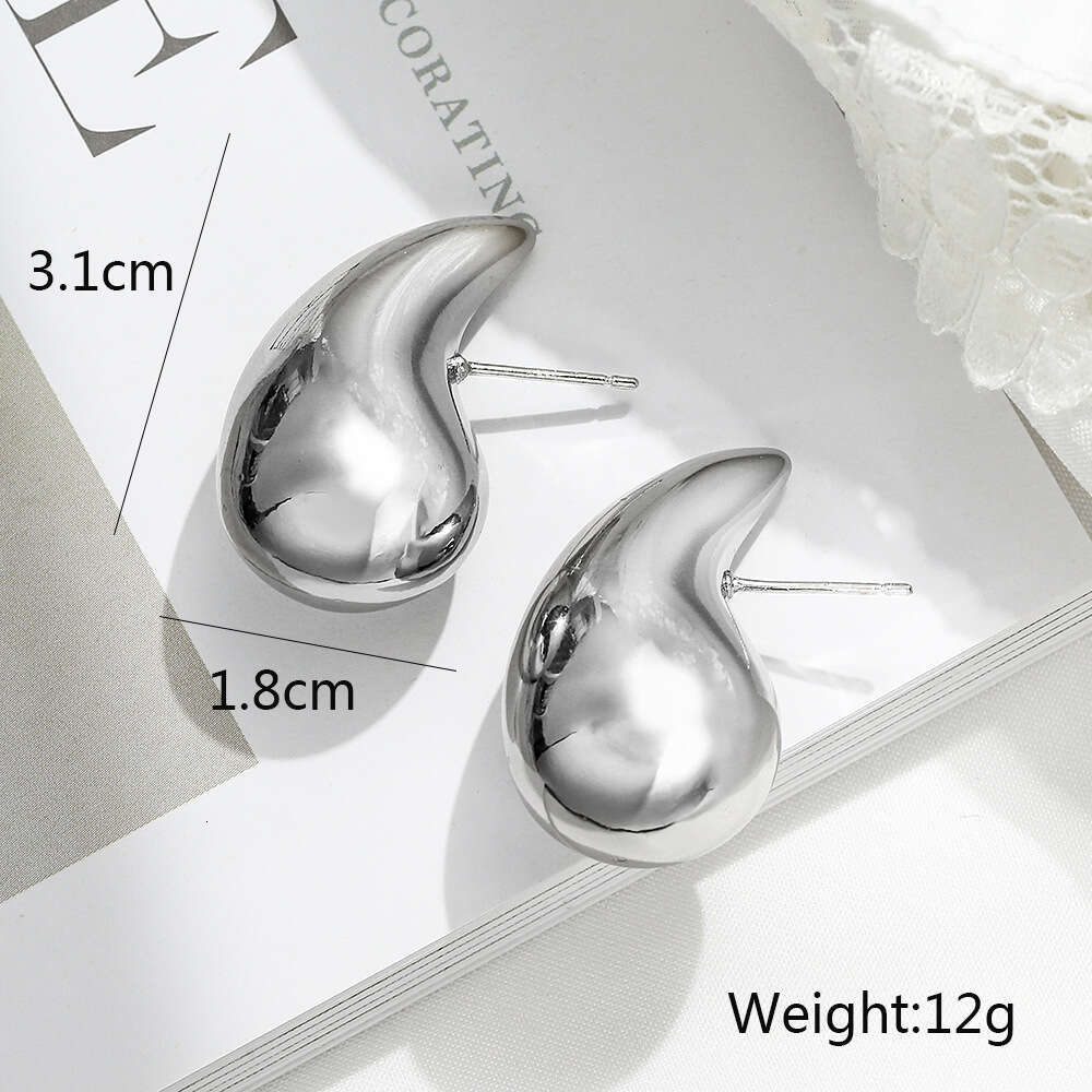 Copper Gold-Plated Water Drop Designer for Women INS Niche High-End Simple Earrings Ear Jewelry