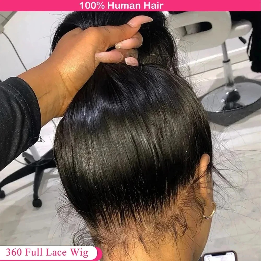 HD 360 Full Lace Wig Human Hair Pre plucked Hd Transparent Lace Human Hair Wigs 36 inch High Density Bone Straight Lace Frontal Wig For Women